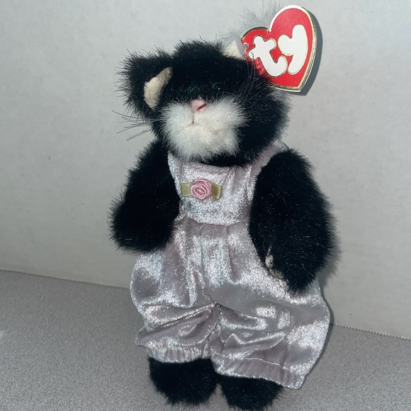 Vintage 1993 Ty Attic Purrcy Black Cat Kitten Plush 8” Jointed Adjustable Arms - Picture 2 of 11